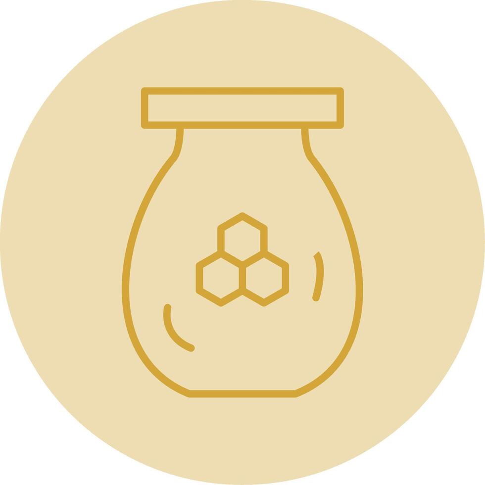 Honey Jar Line Yellow Circle Icon vector