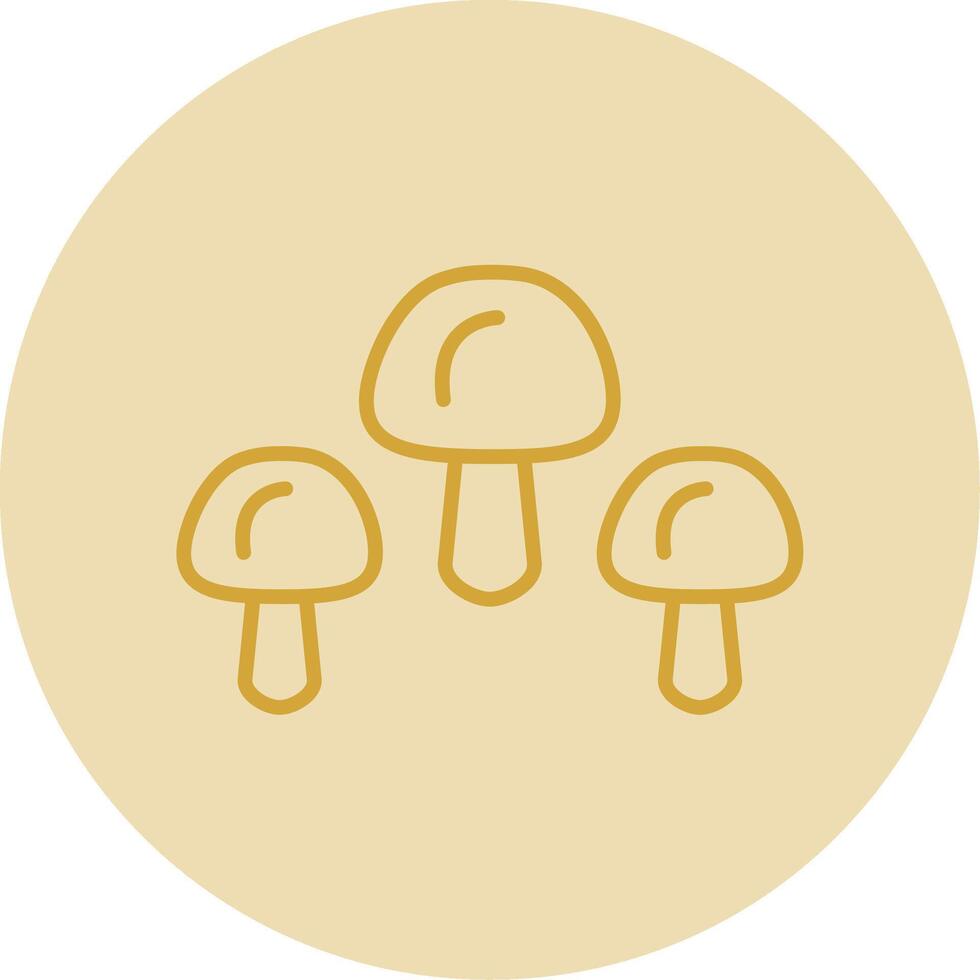 Mushrooms Line Yellow Circle Icon vector