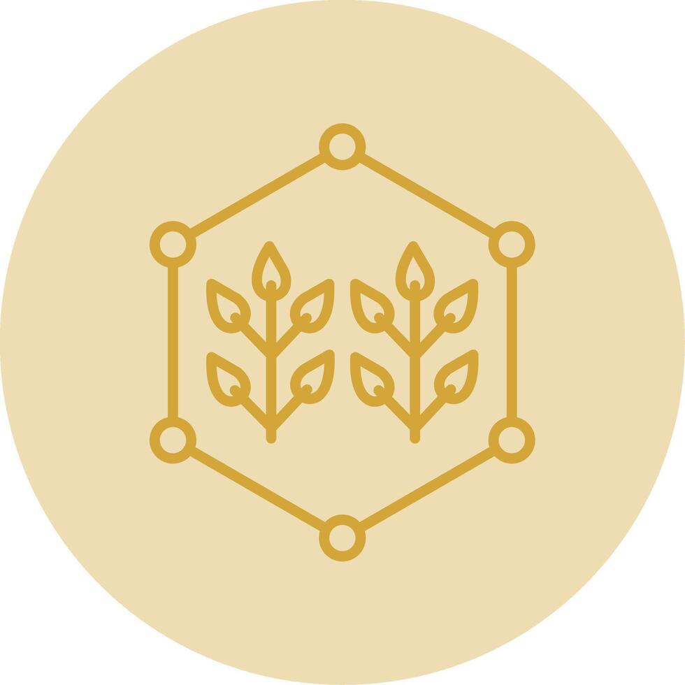 Connected Farming Line Yellow Circle Icon vector