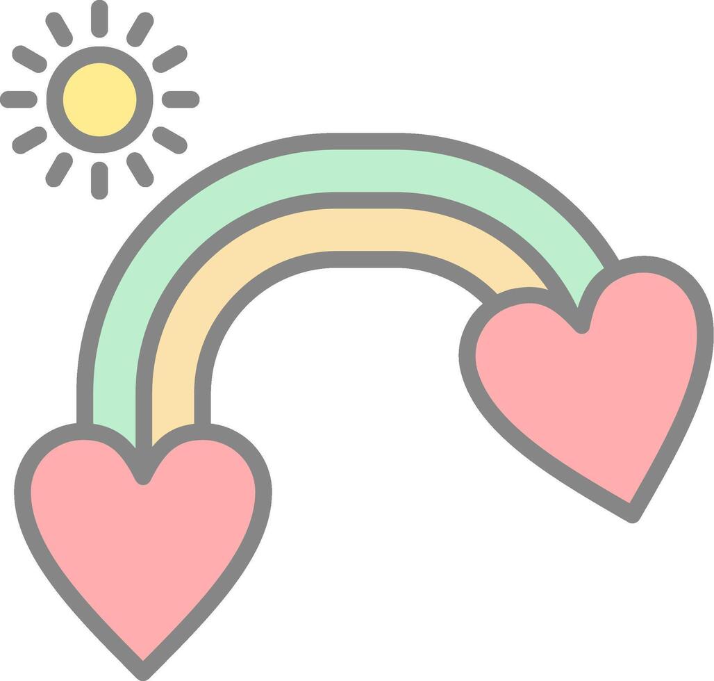 Rainbow Line Filled Light Icon vector