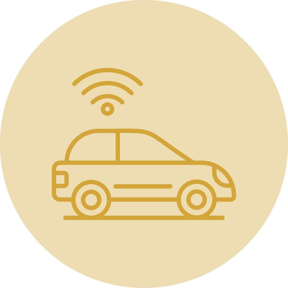 Smart Car Line Yellow Circle Icon vector