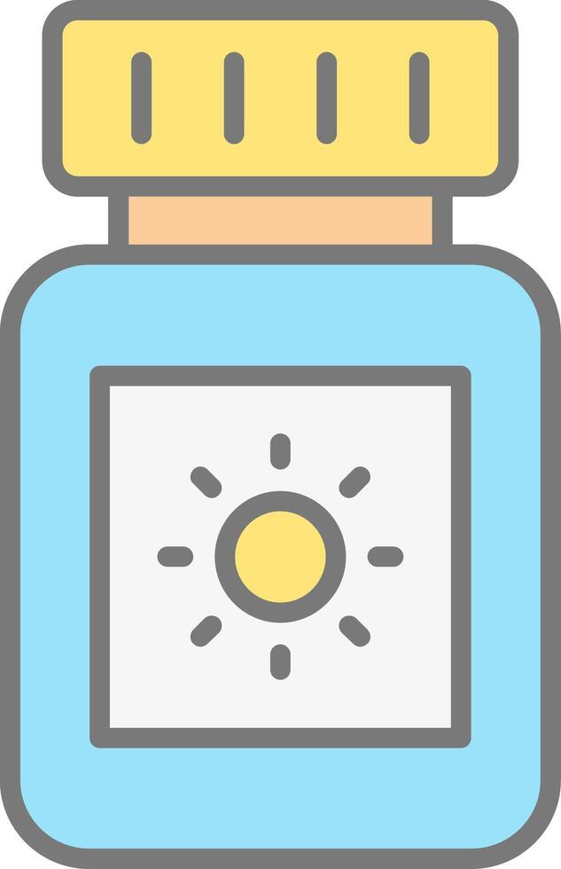Sun Block Line Filled Light Icon vector