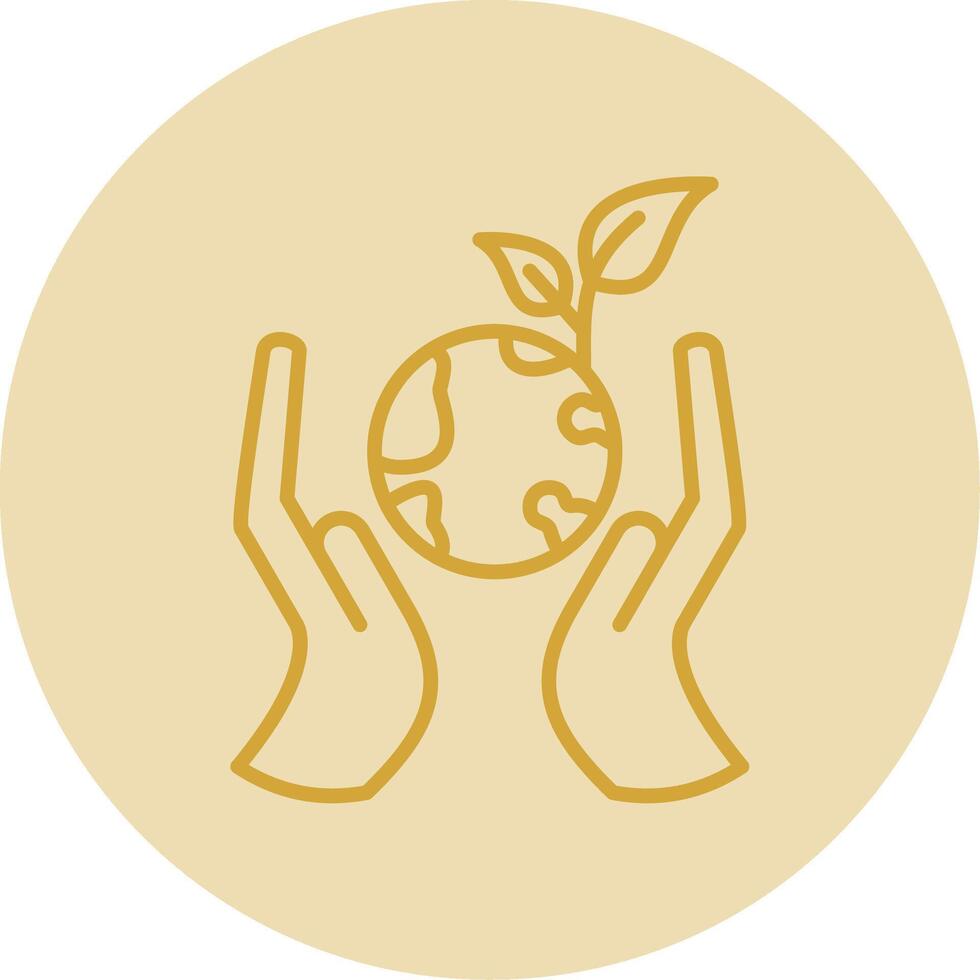 Healthy Earth Line Yellow Circle Icon vector