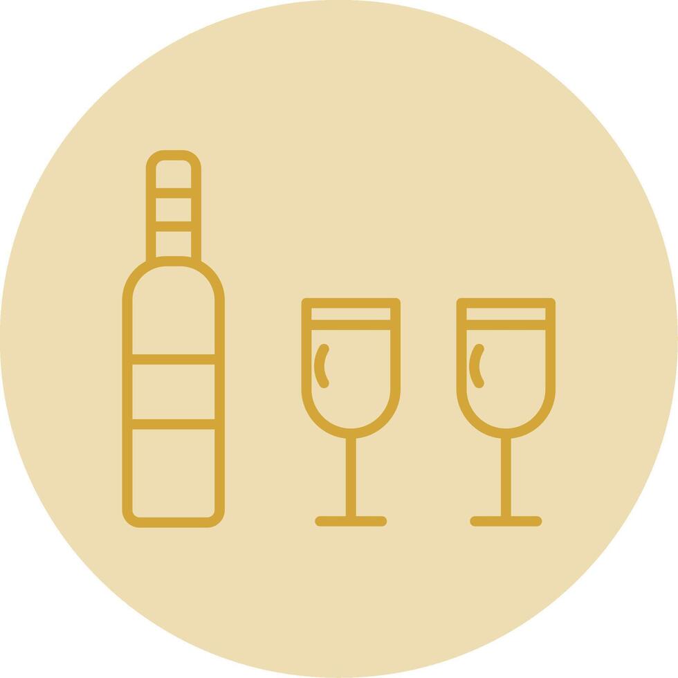Wine Line Yellow Circle Icon vector