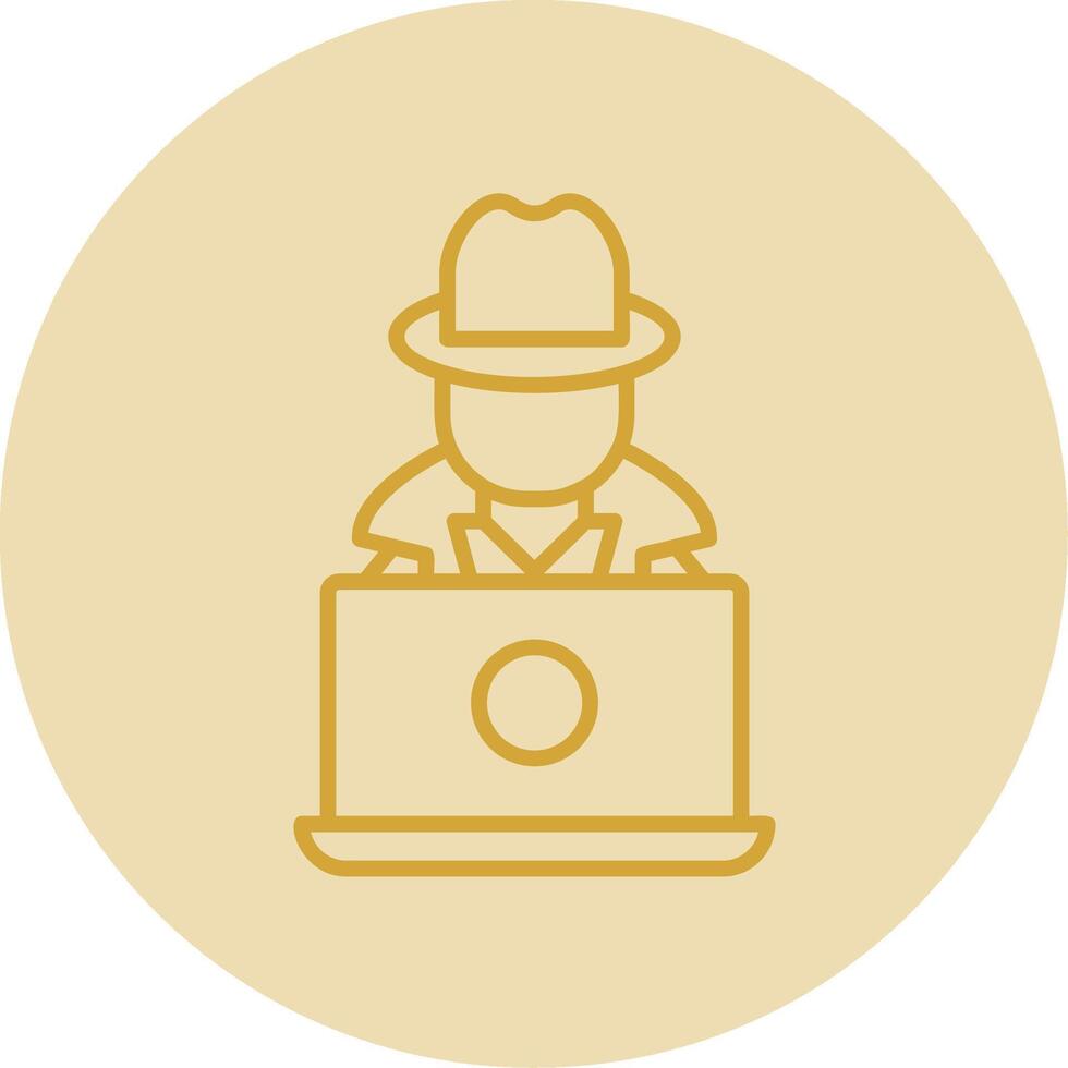 Hacker Line Yellow Circle Icon vector
