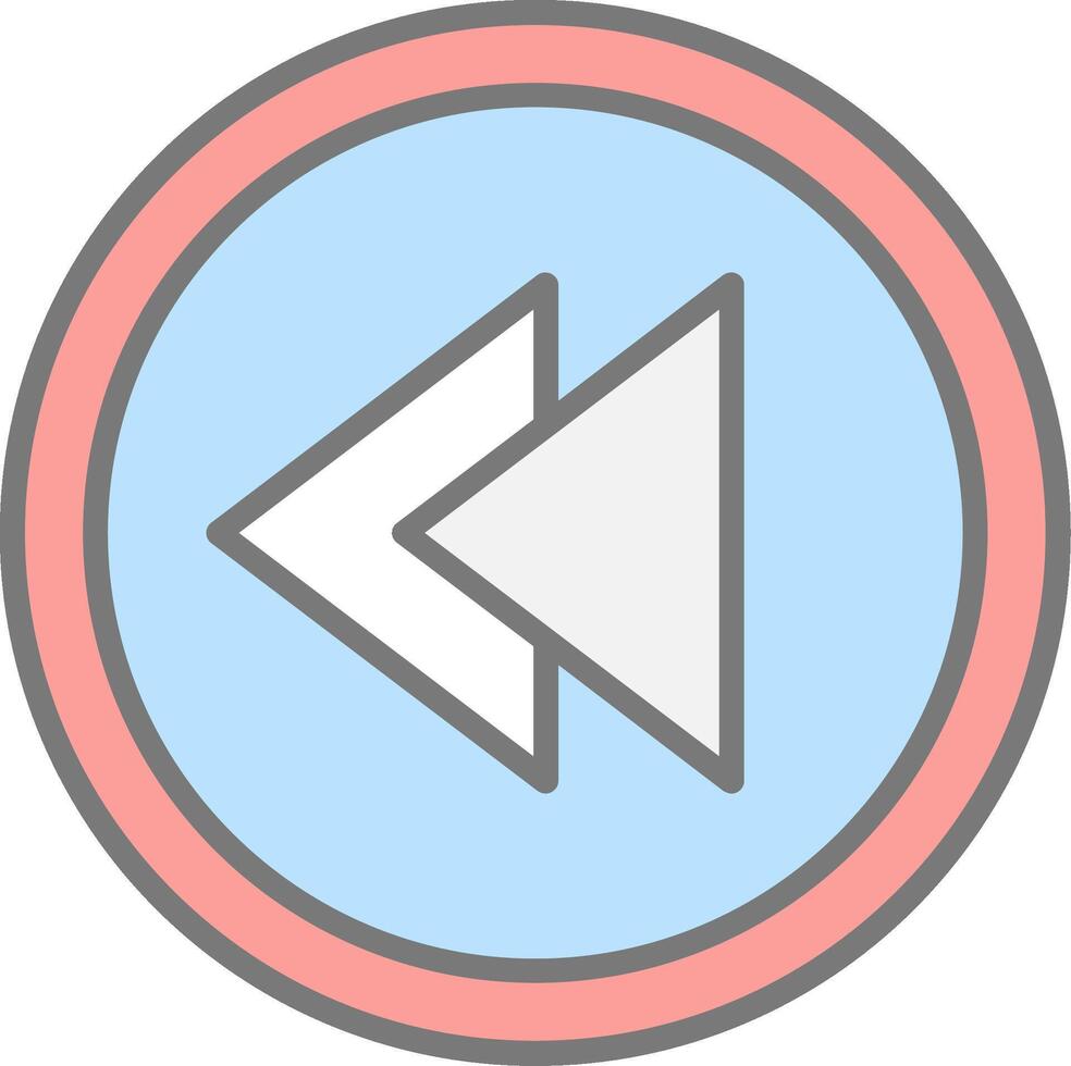 Backward Line Filled Light Icon vector