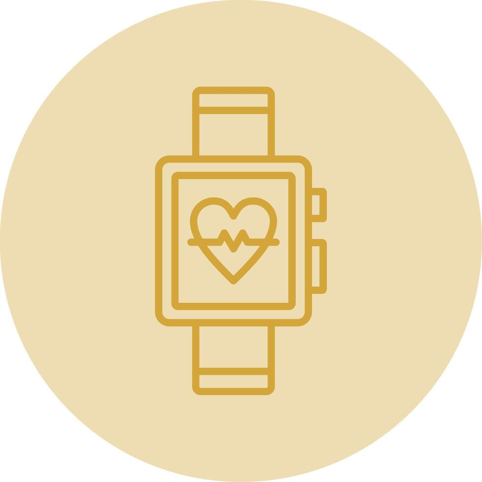 Smart Watch Line Yellow Circle Icon vector