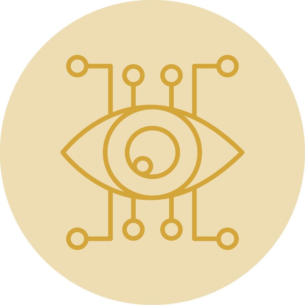 Eye Recognition Line Yellow Circle Icon vector
