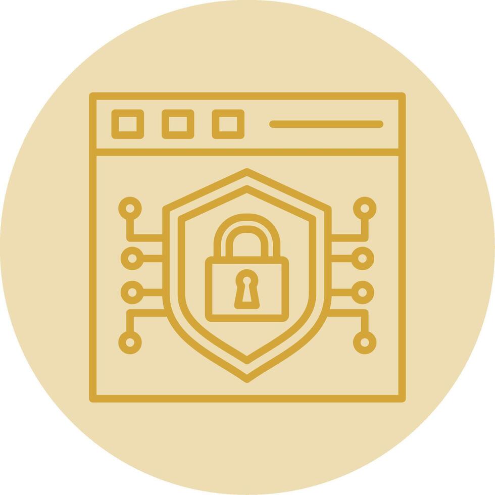 Secure Browser Line Yellow Circle Icon vector