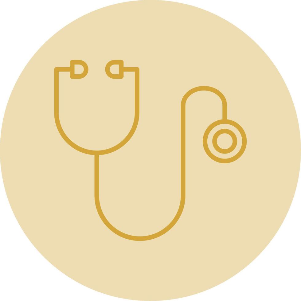 Stethoscope Line Yellow Circle Icon vector