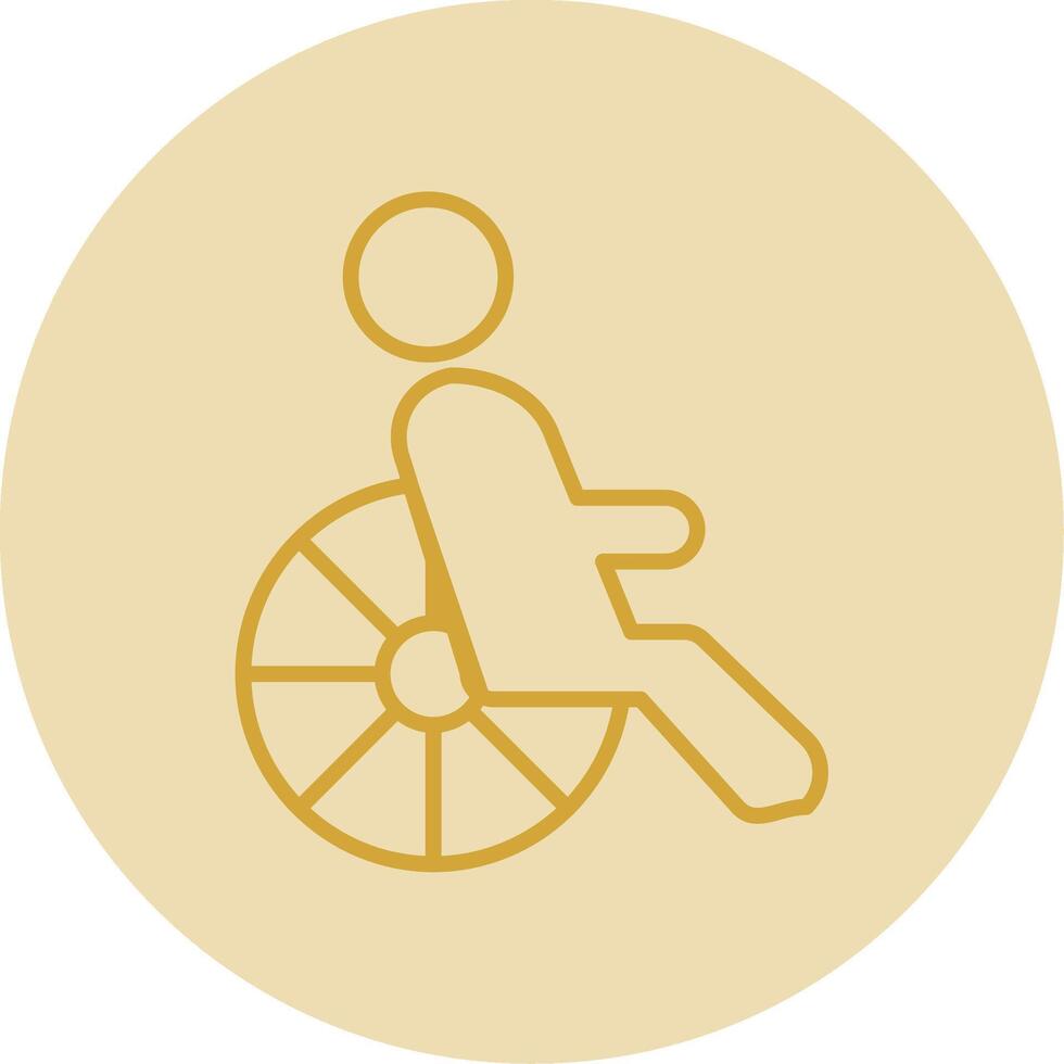 invalidez línea amarillo circulo icono vector
