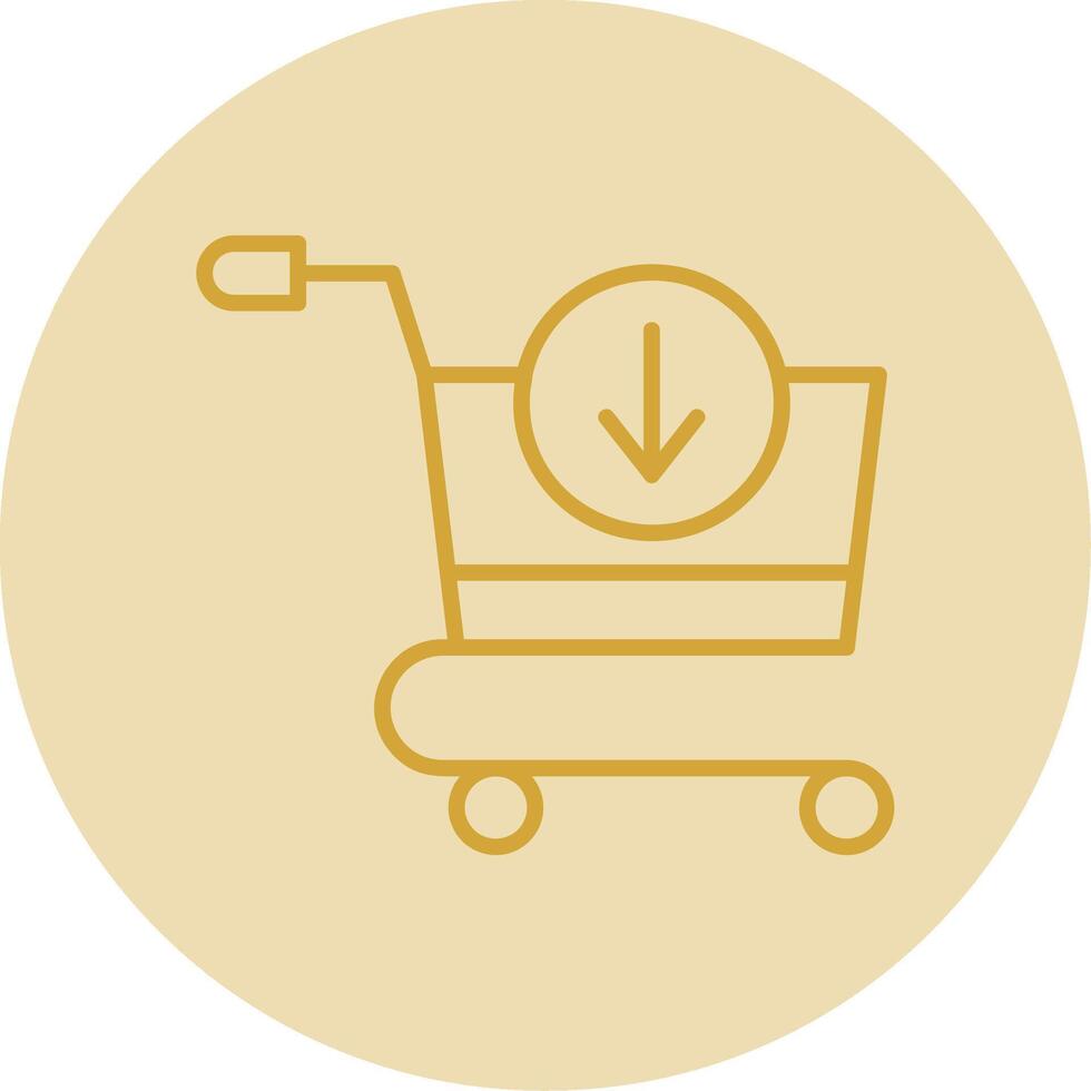 Add To Cart Line Yellow Circle Icon vector