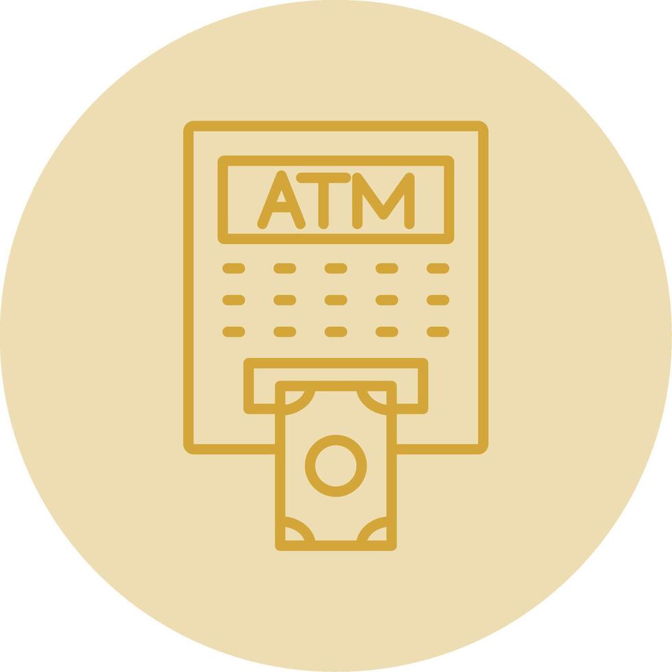 ATM Line Yellow Circle Icon vector