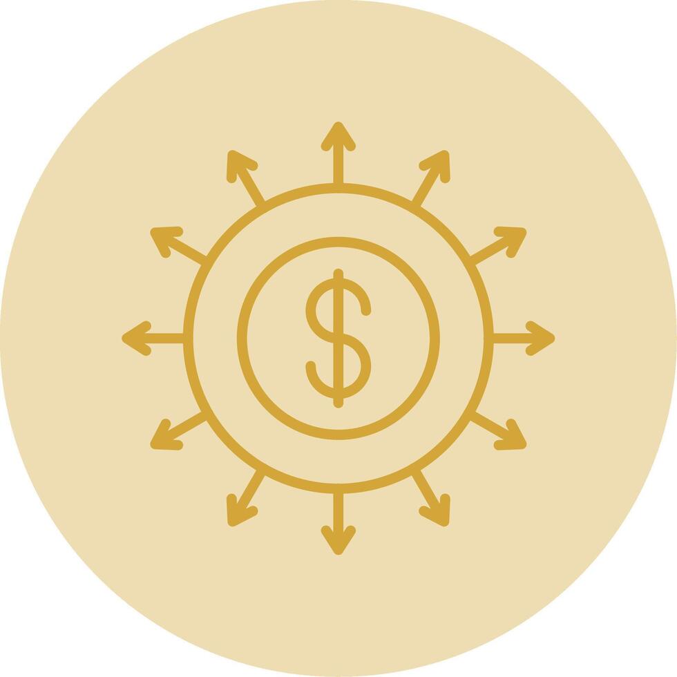 Budget Spending Line Yellow Circle Icon vector