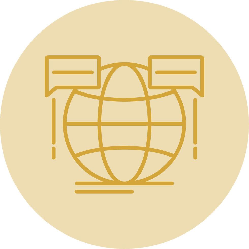 Global Forum Line Yellow Circle Icon vector