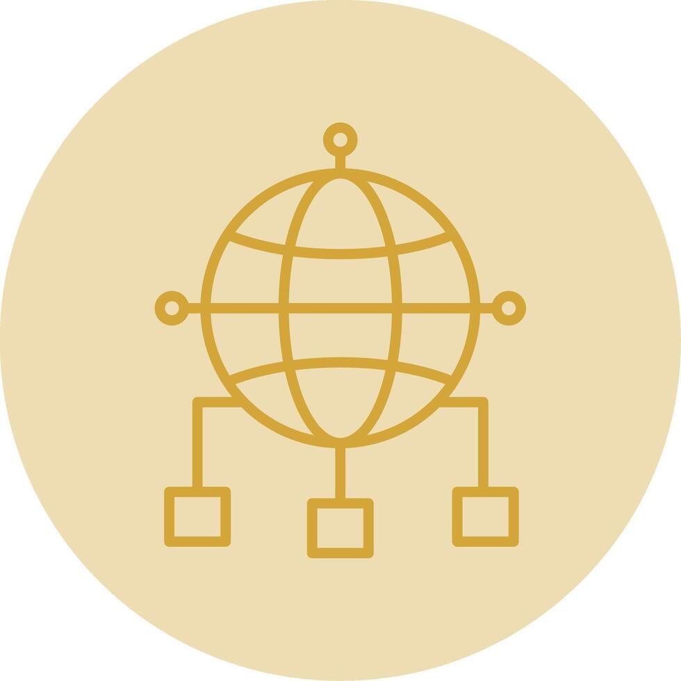 Global Connections Line Yellow Circle Icon vector