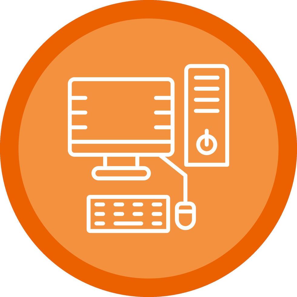 Desktop Computer Line Multi Circle Icon vector
