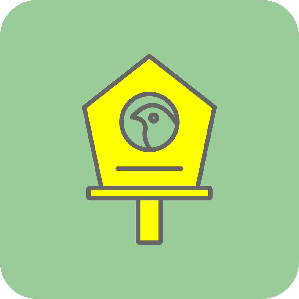 Bird House Filled Yellow Icon vector