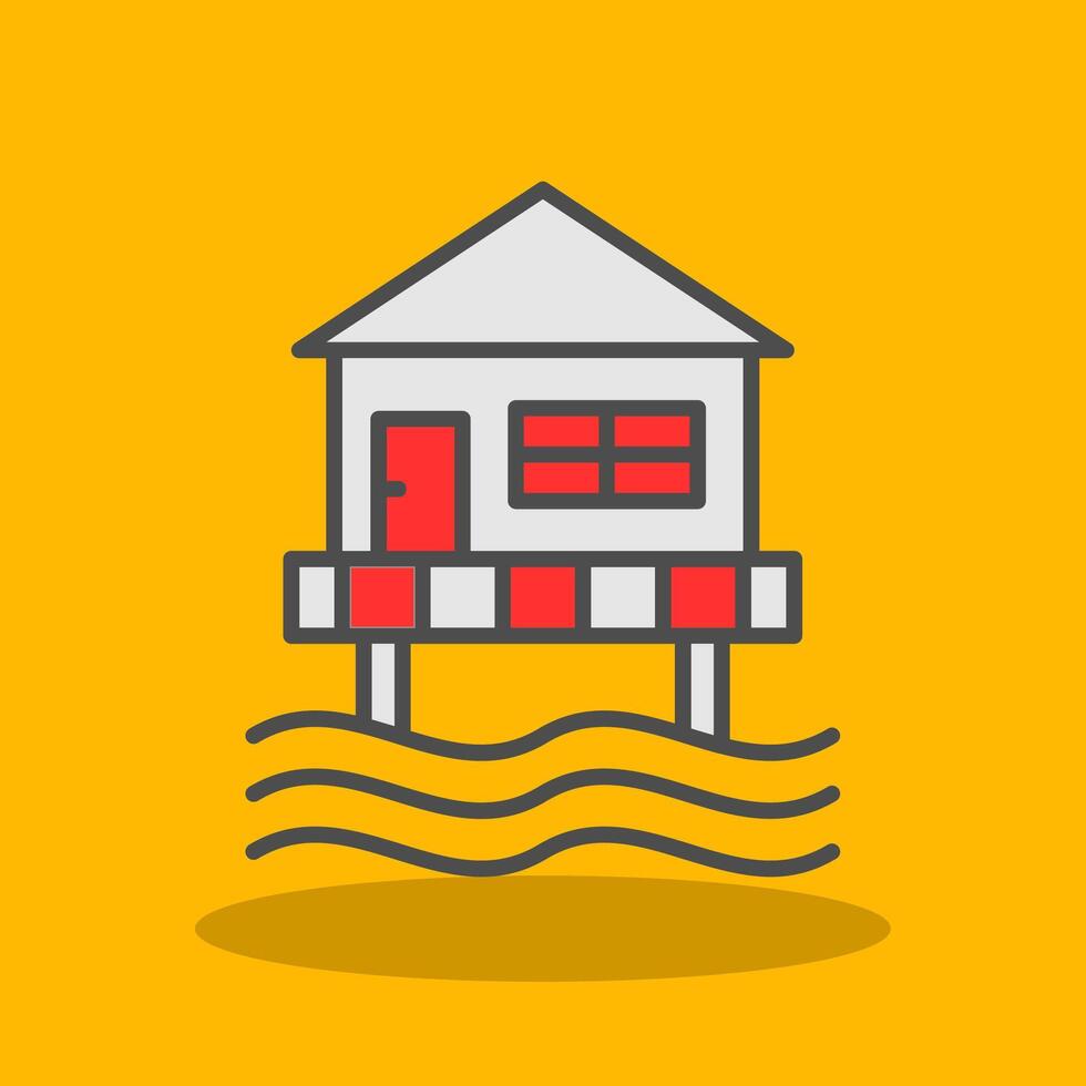 Beach Hut Filled Shadow Icon vector