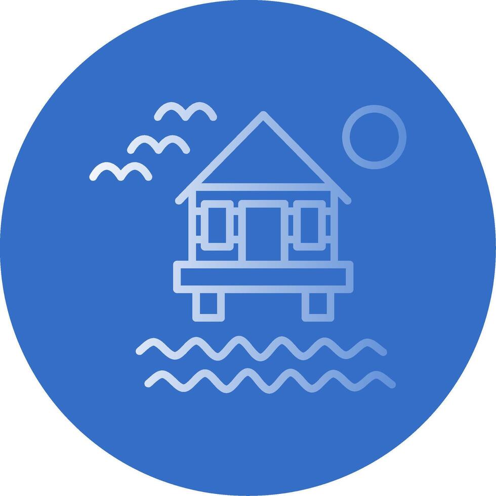 Beach Villa Flat Bubble Icon vector