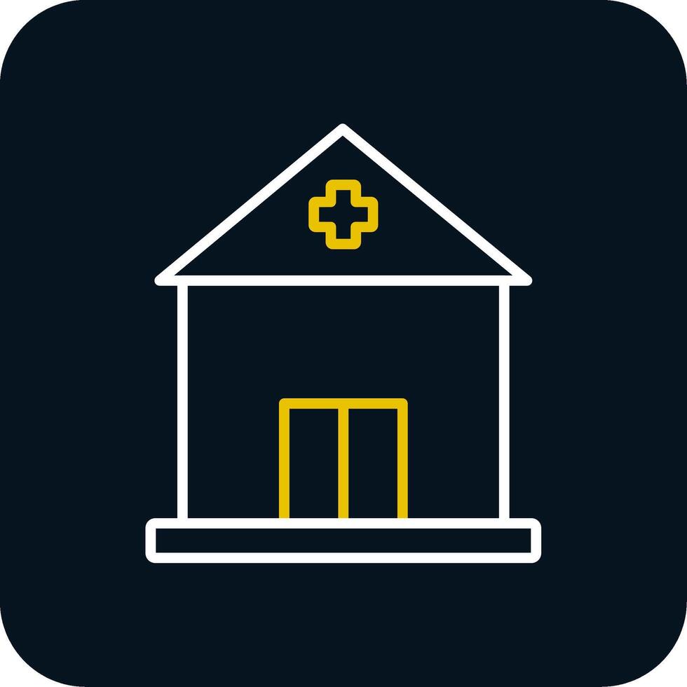 Building Line Red Circle Icon vector