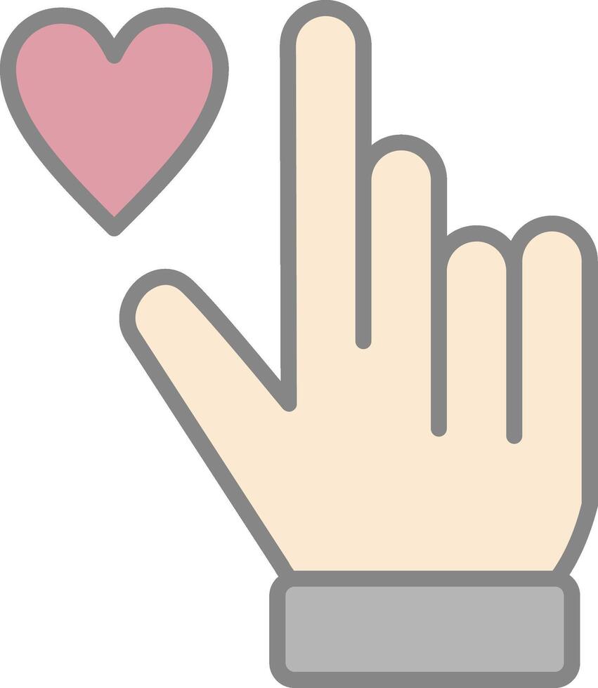 Hand Heart Line Filled Light Icon vector