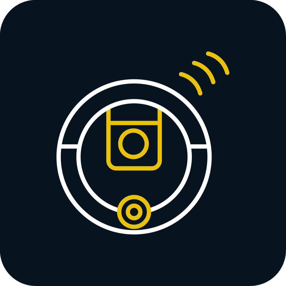 Robot Vacuum Cleaner Line Red Circle Icon vector