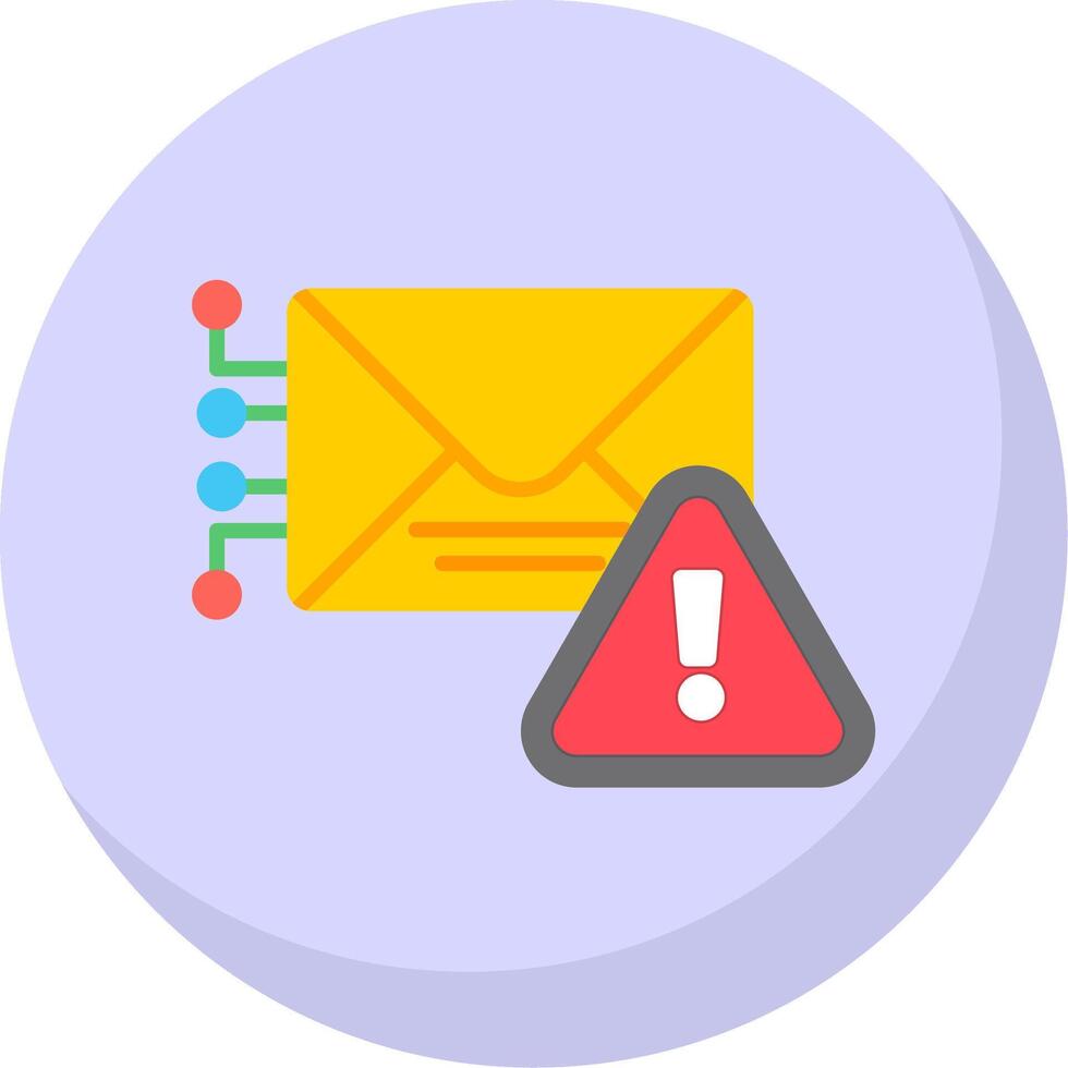 Warning Mail Flat Bubble Icon vector