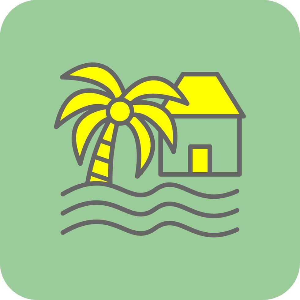 playa casa lleno amarillo icono vector