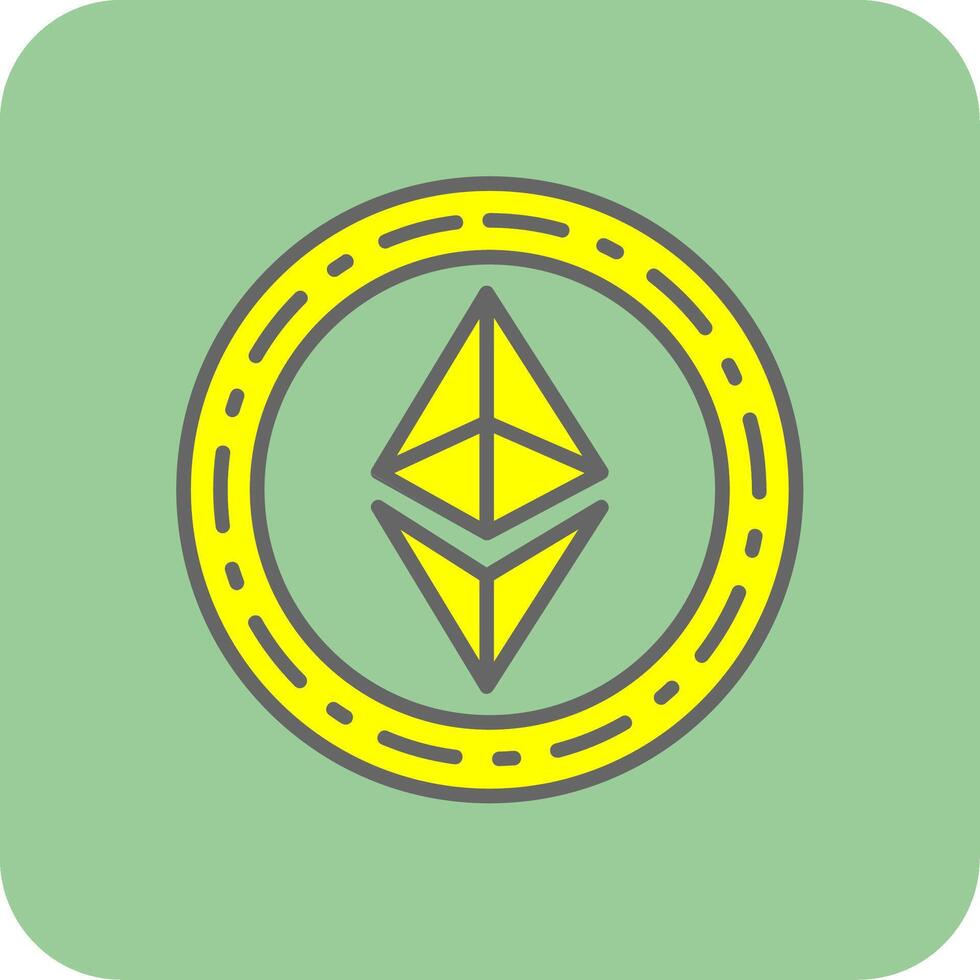 Ethereum Coin Filled Yellow Icon vector