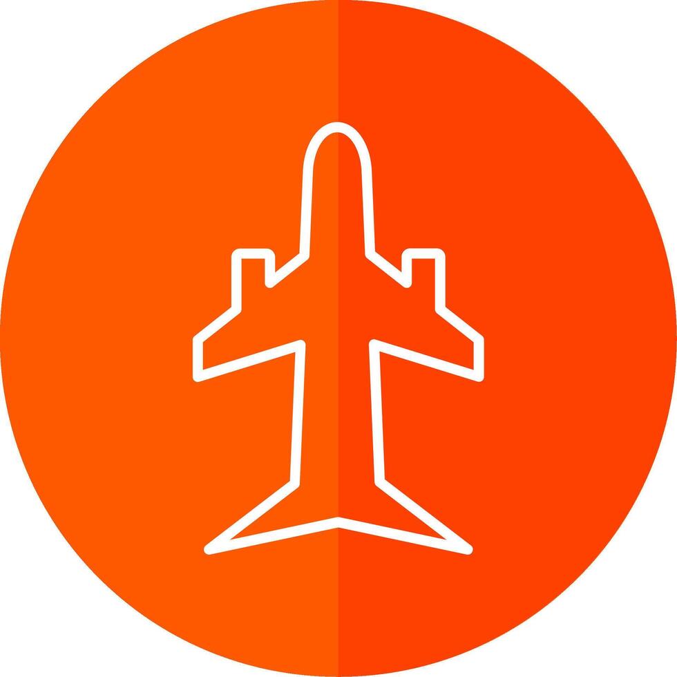Plane Line Red Circle Icon vector