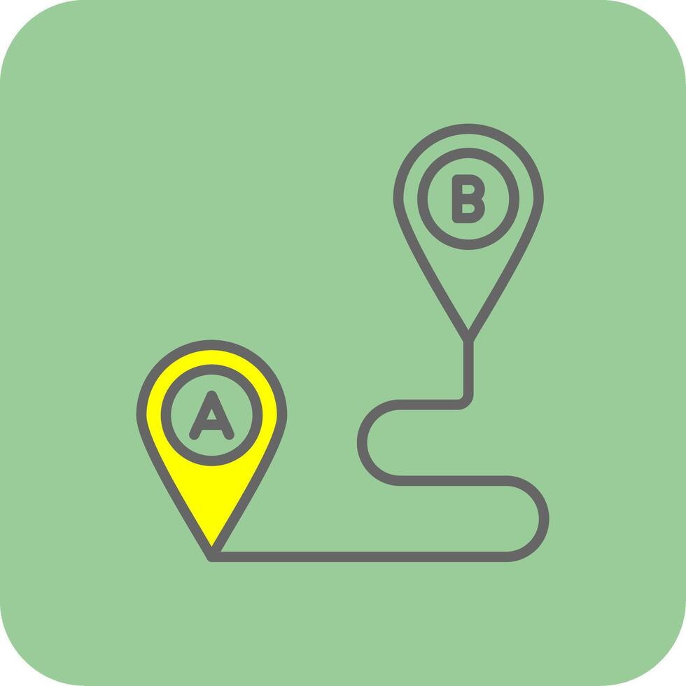 Route Planning Filled Yellow Icon vector