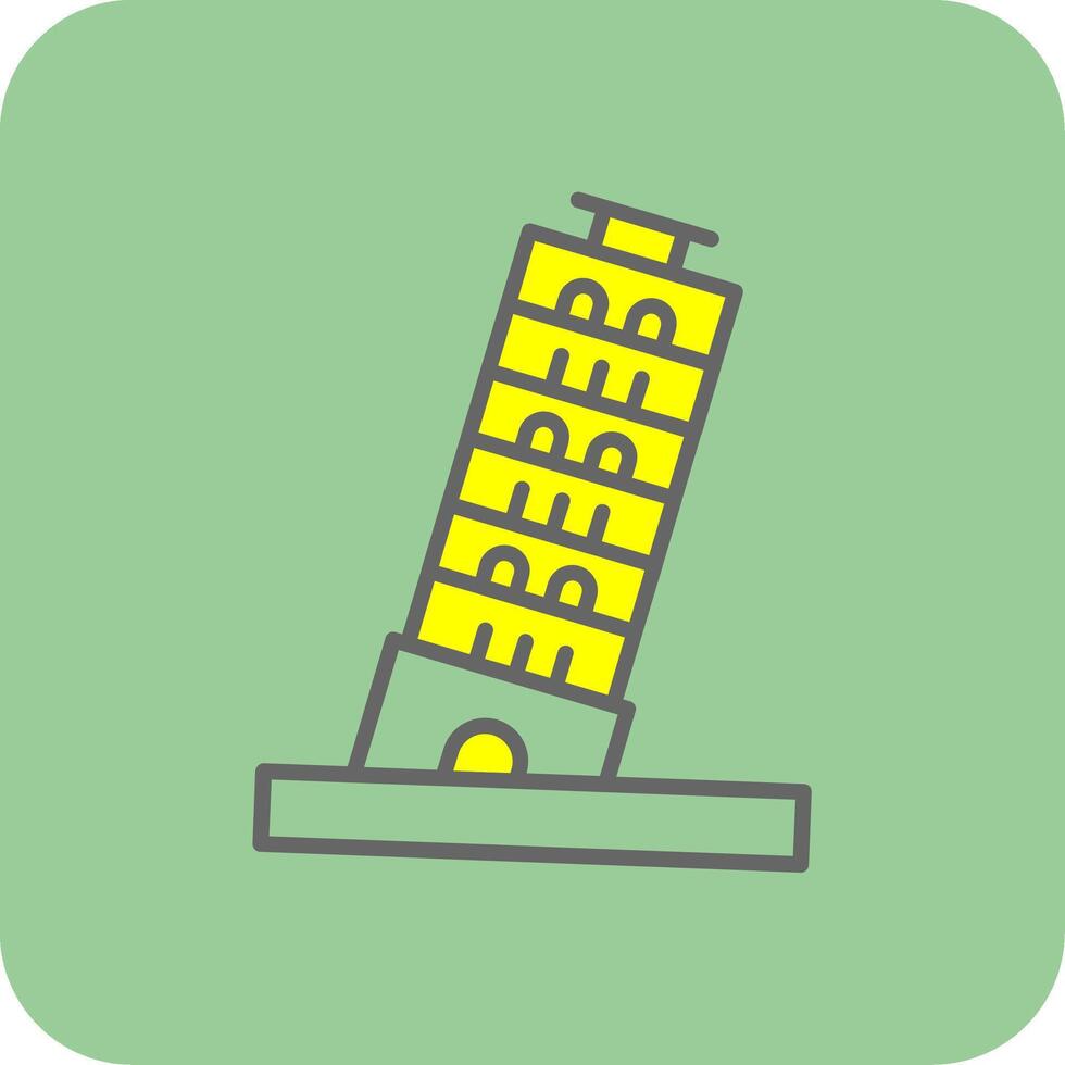 Pisa Tower Filled Yellow Icon vector