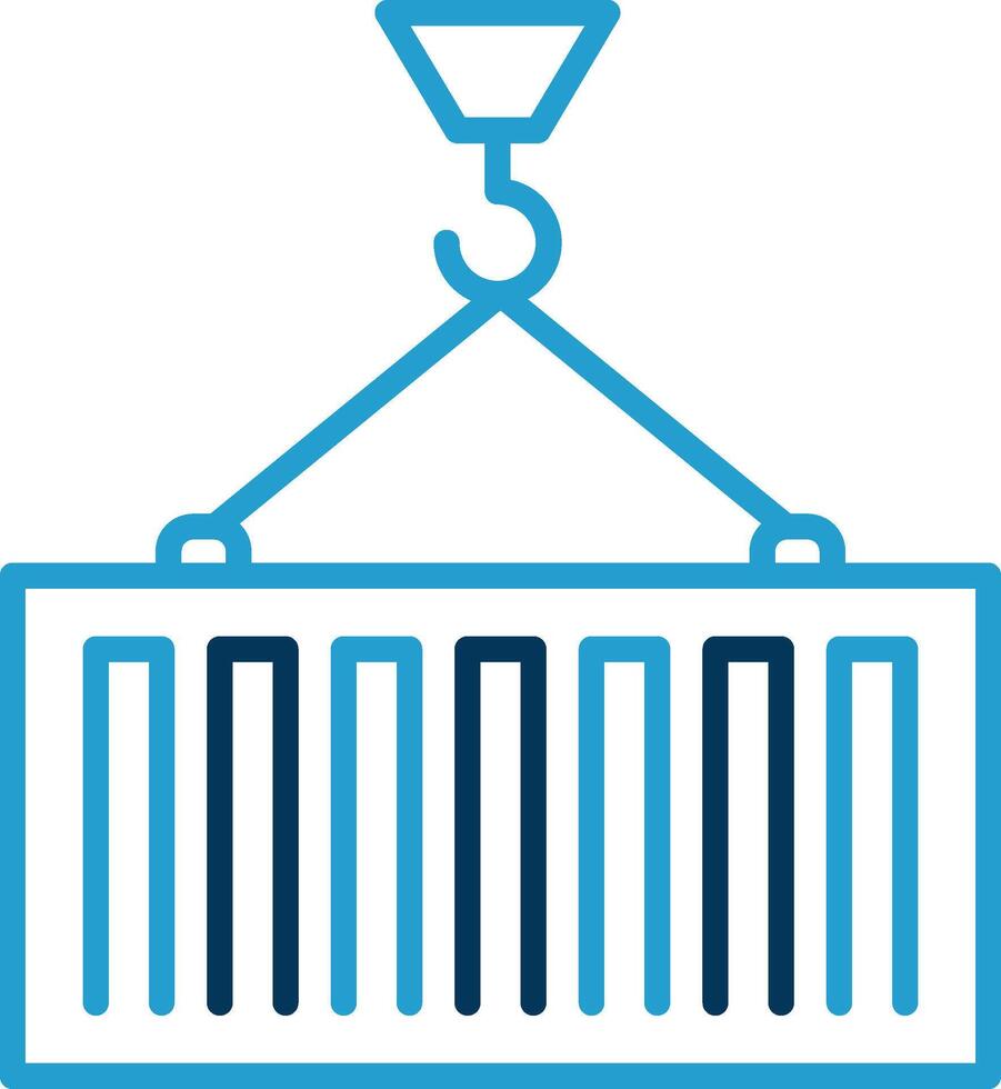 Container Loading Line Blue Two Color Icon vector