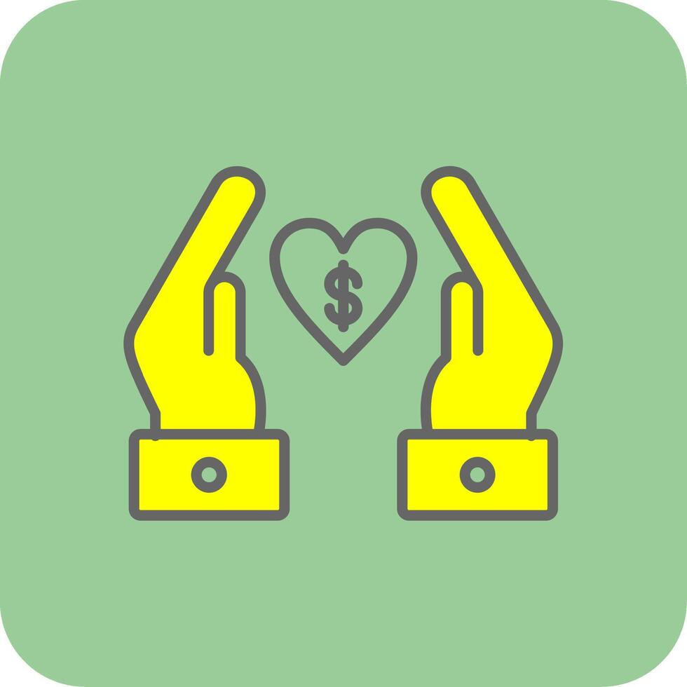Chrity Donation Filled Yellow Icon vector