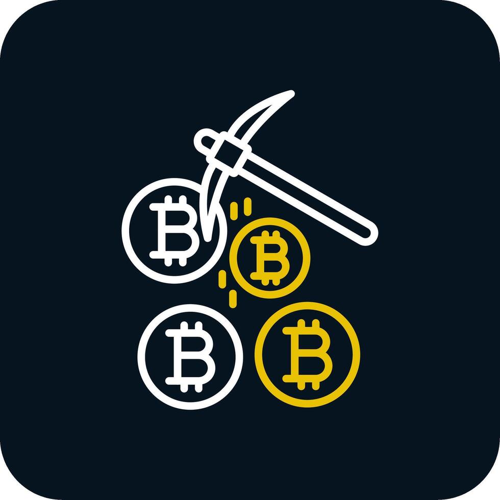 Bitcoin Mining Line Red Circle Icon vector