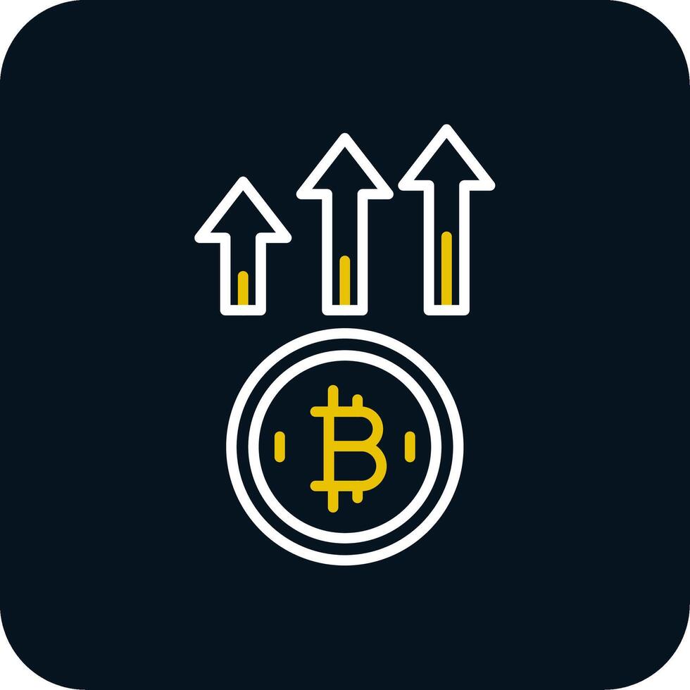 Bitcoin Up Line Red Circle Icon vector