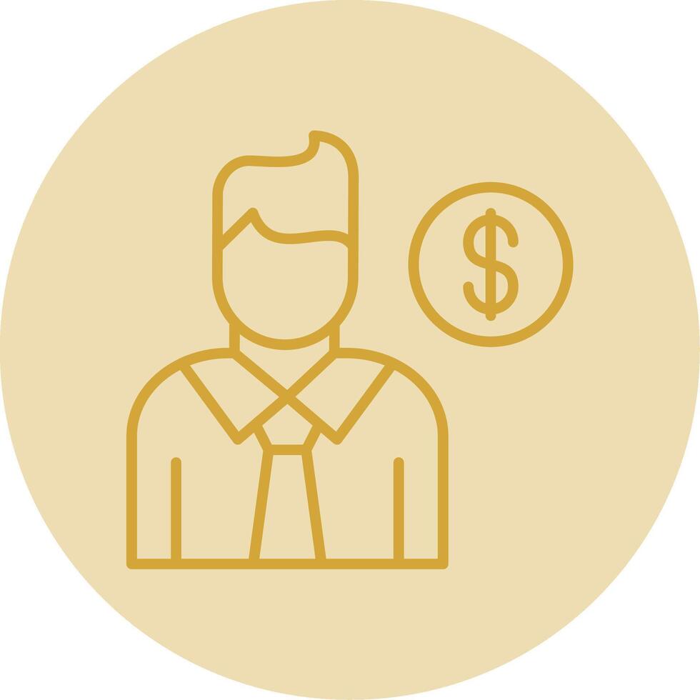 Sales Representative Line Yellow Circle Icon vector