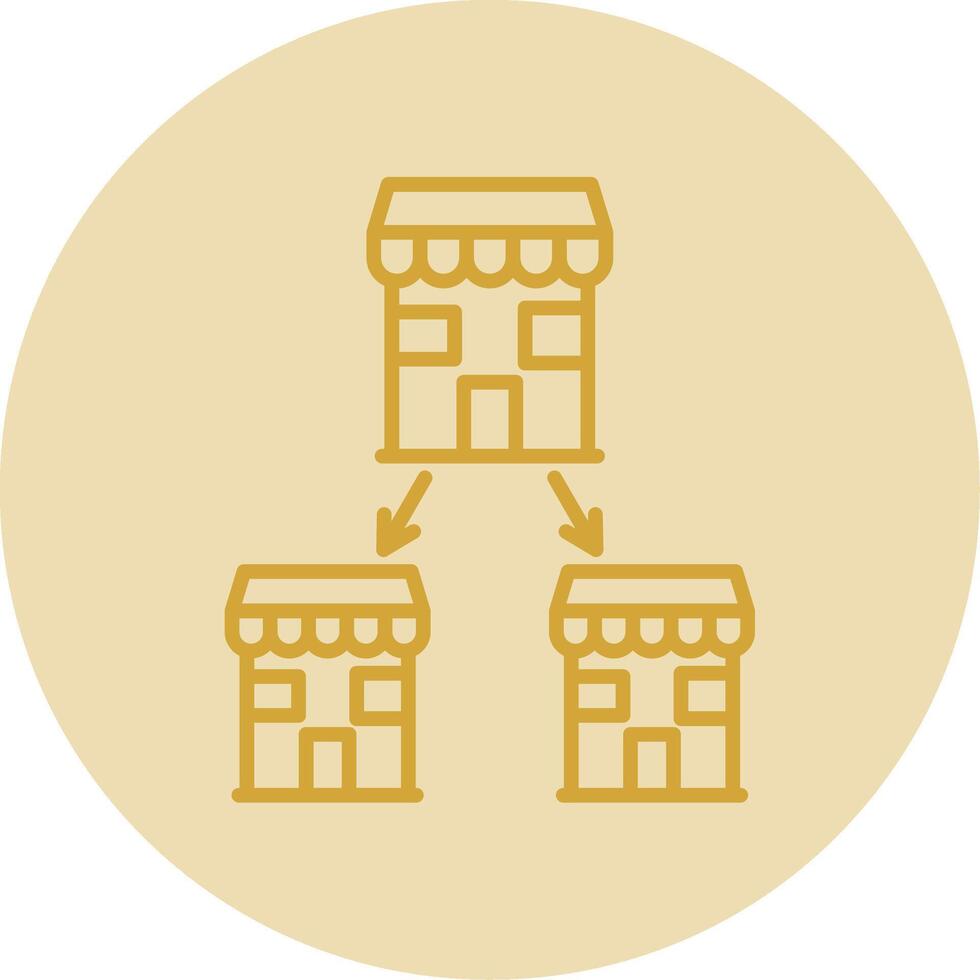 Chain Store Line Yellow Circle Icon vector