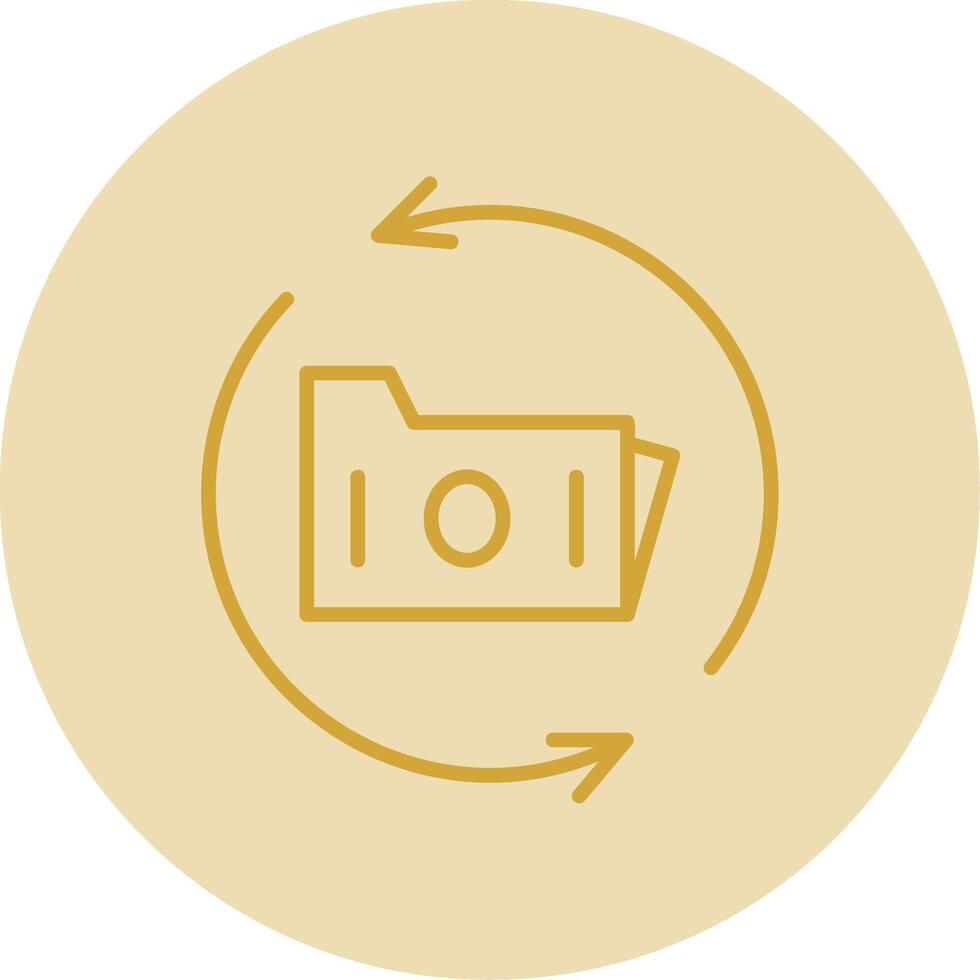 Data Backup Line Yellow Circle Icon vector