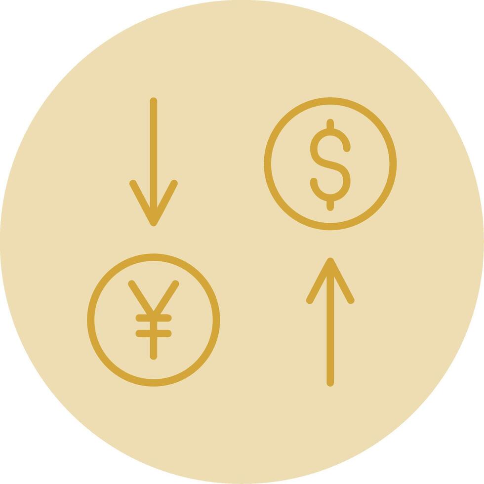 Exchange Rate Line Yellow Circle Icon vector