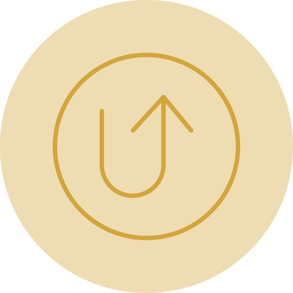 U Turn Line Yellow Circle Icon vector