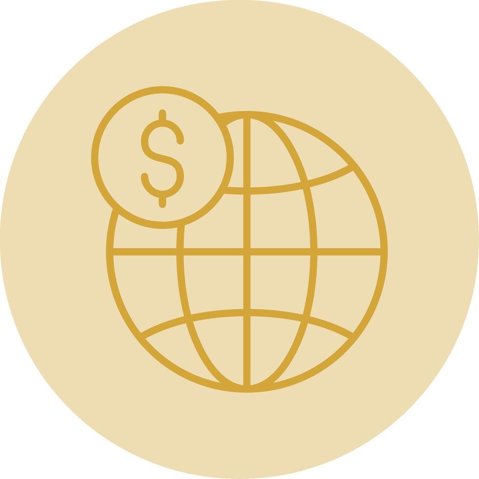 Global Business Line Yellow Circle Icon vector