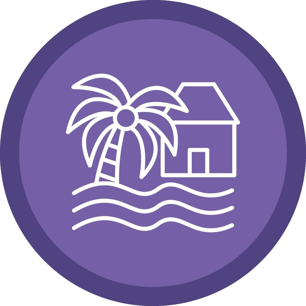 Beach House Line Multi Circle Icon vector