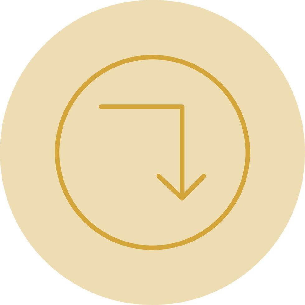 Turn Down Line Yellow Circle Icon vector