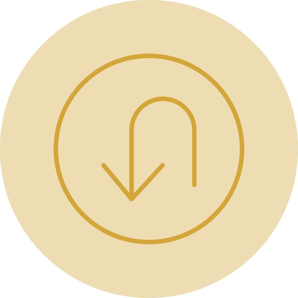 U Turn Line Yellow Circle Icon vector
