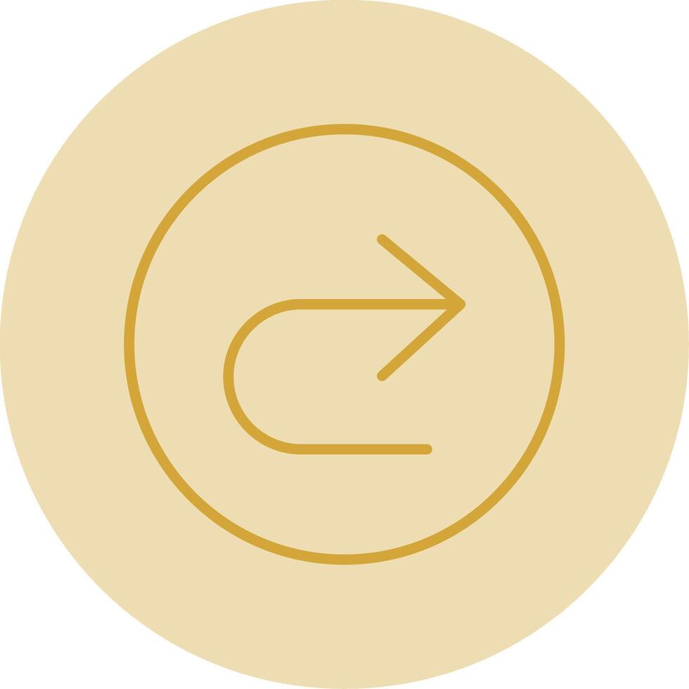 U Turn Line Yellow Circle Icon vector