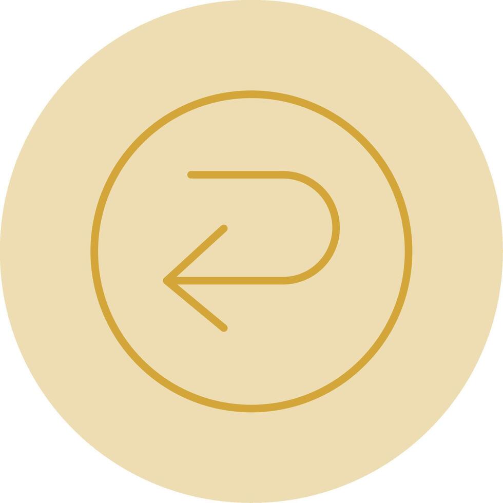 U Turn Line Yellow Circle Icon vector