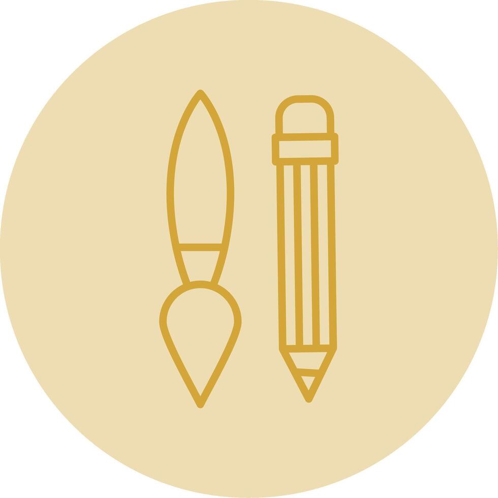 Writing Tool Line Yellow Circle Icon vector