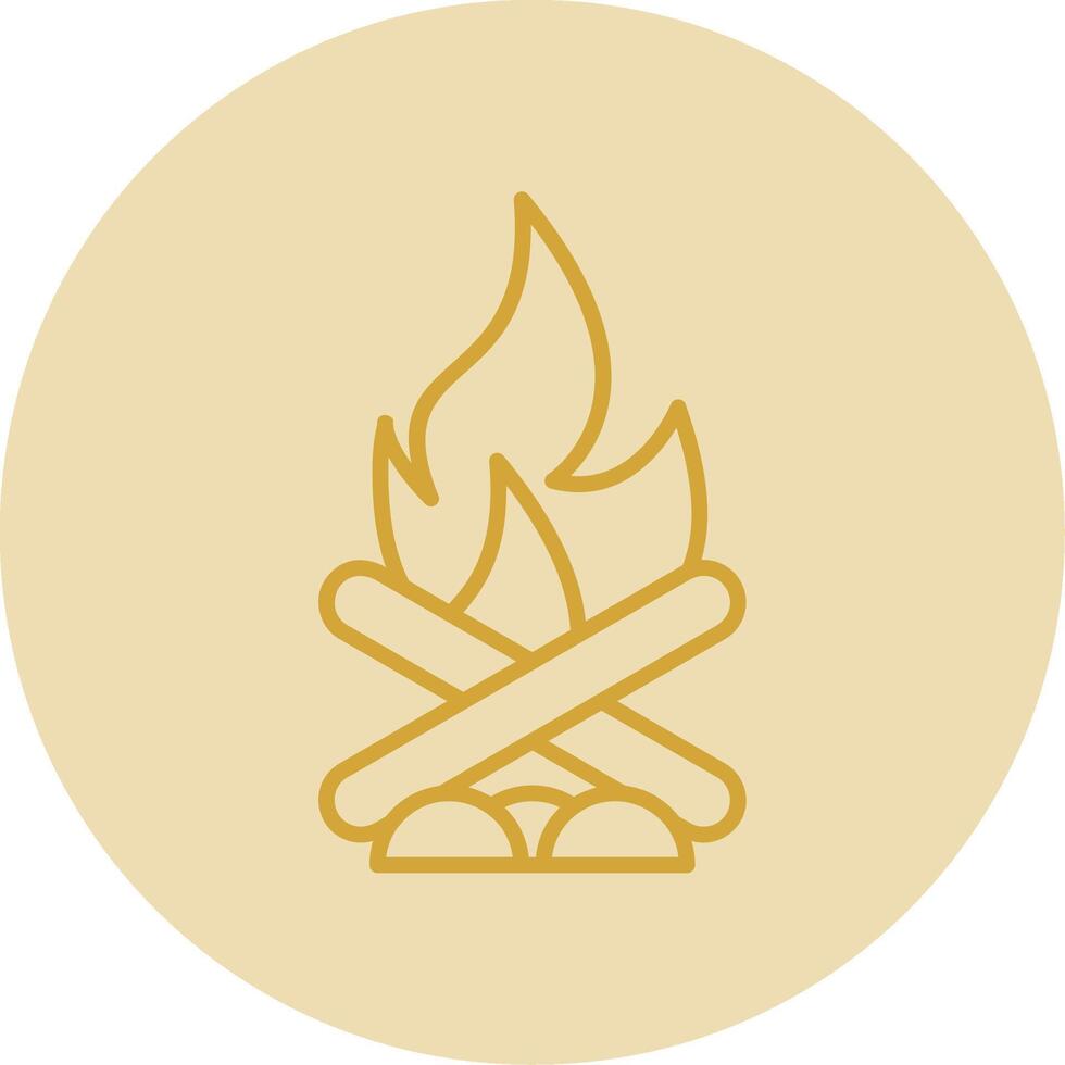 Bonfire Line Yellow Circle Icon vector